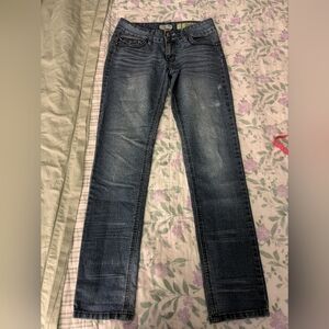 Indigo Rein Size 3 Dark Blue Wash Low Rise Skinny Denim Jeans With Pocket Detail